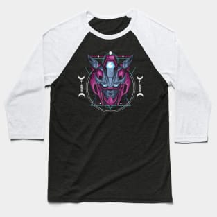 Futuristic Purple Robot Head Abstract Character Baseball T-Shirt